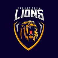 Angry lion esport gaming logo vector