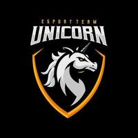 vector de ilustración de diseño de logotipo de mascota de esport de unicornio para deportes de equipo y juegos