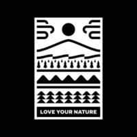 ama tu diseño de insignia de logotipo de paisaje de montaña de naturaleza vector