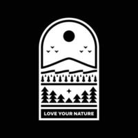 ama tu diseño de insignia de logotipo de paisaje de montaña de naturaleza vector