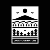 ama tu diseño de insignia de logotipo de paisaje de montaña de naturaleza vector