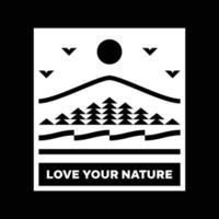 ama tu diseño de insignia de logotipo de paisaje de montaña de naturaleza vector