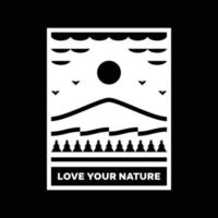 ama tu diseño de insignia de logotipo de paisaje de montaña de naturaleza vector