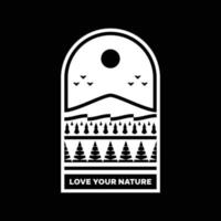 ama tu diseño de insignia de logotipo de paisaje de montaña de naturaleza vector