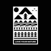 ama tu diseño de insignia de logotipo de paisaje de montaña de naturaleza vector