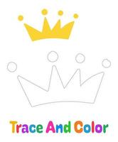 Crown tracing worksheet for kids vector