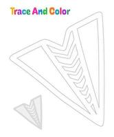 Paper plane tracing worksheet for kids vector