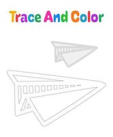 Paper plane tracing worksheet for kids vector