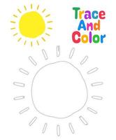 Sun tracing worksheet for kids vector