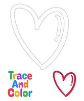 Heart tracing worksheet for kids vector