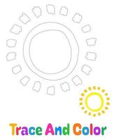 Sun tracing worksheet for kids vector