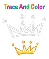 Crown tracing worksheet for kids vector