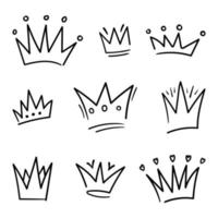 Set of doodle Crown sketch, hand drawn style vector