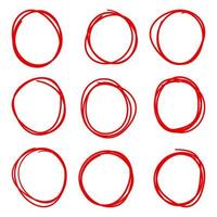 Set of Red circle line sketch vector