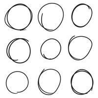 Set of Black circle line sketch vector