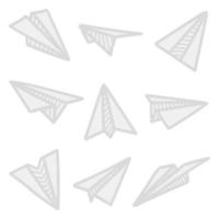 conjunto de avión de papel dibujado a mano vector