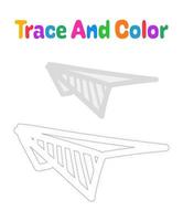 Paper plane tracing worksheet for kids vector