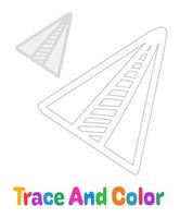 Paper plane tracing worksheet for kids vector