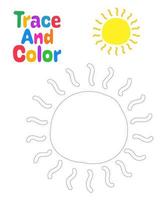 Sun tracing worksheet for kids vector