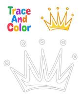 Crown tracing worksheet for kids vector