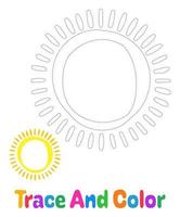 Sun tracing worksheet for kids vector