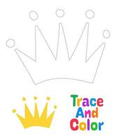 Crown tracing worksheet for kids vector