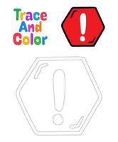 Attention sign tracing worksheet for kids vector