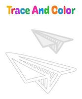 Paper plane tracing worksheet for kids vector