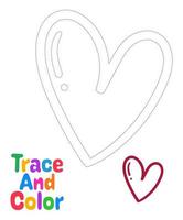 Heart tracing worksheet for kids vector