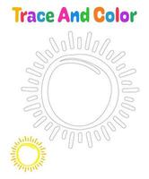 Sun tracing worksheet for kids vector