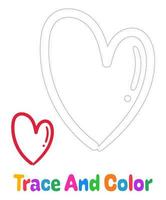 Heart tracing worksheet for kids vector