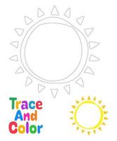 Sun tracing worksheet for kids vector