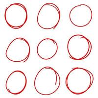 Set of Red circle line sketch vector