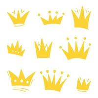 Set of doodle Crown sketch, hand drawn style vector