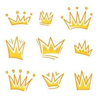 Set of doodle Crown sketch, hand drawn style vector