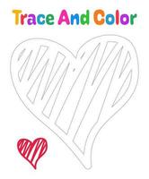 Heart tracing worksheet for kids vector