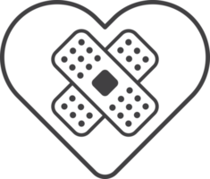 bandages and hearts illustration in minimal style png