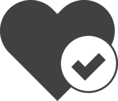 ilustração de coração e marca de seleção em estilo minimalista png