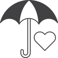 parapluie et illustration de coeur dans un style minimal png