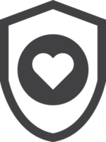 ilustración de escudo y corazón en estilo minimalista png