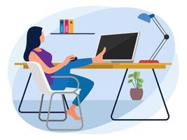 Female employee working remotely vector