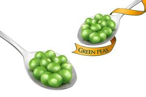 Spoonful of young peas in 3d illustration on white background vector