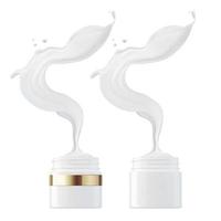 Cosmetic cream flying from cream jar in 3d illustration vector