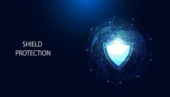 fondo abstracto concepto digital ciberseguridad escudo anti virus malware protección contra espionaje seguridad cibernética sobre un fondo azul-negro vector
