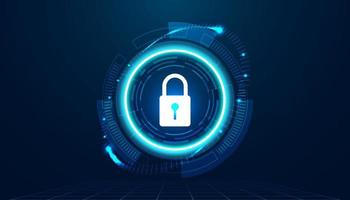 Abstract background digital concept circle padlock cybersecurity anti virus malware spy protection cyber theft security On a blue-black background vector