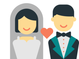 bride and groom illustration in minimal style png