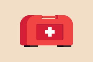 First aid box. Medical equipment concept. Colored flat graphic vector illustration isolated.