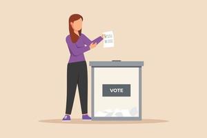 Woman has given voting for general regional or presidential election. Voting concept. Colored flat graphic vector illustration.