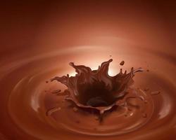 Chocolate splashing sauce in 3d illustration on brown background vector