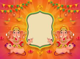Gorgeous Ganesh Chaturthi festival background design with Hindu god Ganesha and blank copy space